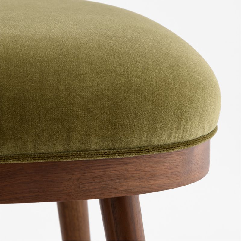 Vivienne Olive Green Velvet Natural Walnut Wood Swivel Counter Stool - image 7 of 8