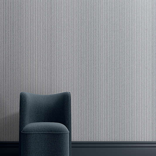 Vivienne Navy Blue Ticking Stripe Wallpaper