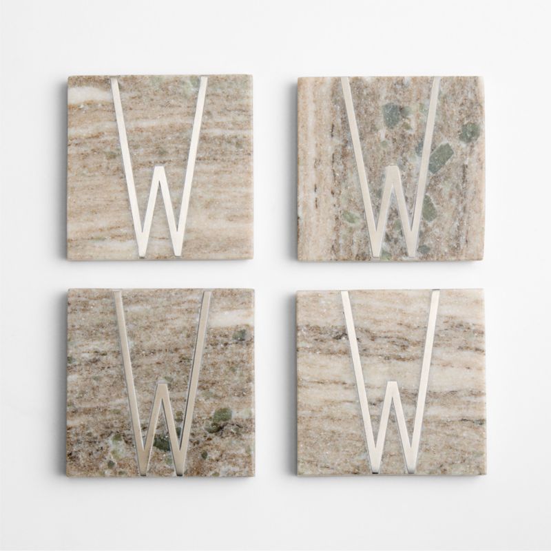 Tuscan Kitchen Marble "W" Monogram Coasters, Set of 4 - image 3 of 4