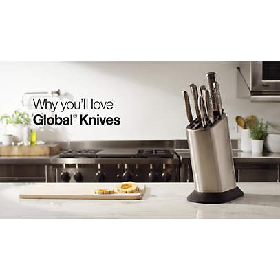 NEW GLOBAL 7PC IKASU BAMBOO KNIFE BLOCK SET 7 PIECE KNIVES