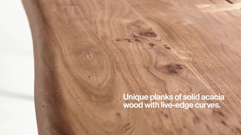 Play Yukon 58" Warm Acacia Live Edge Solid Wood Dining Table - video 1 of 2