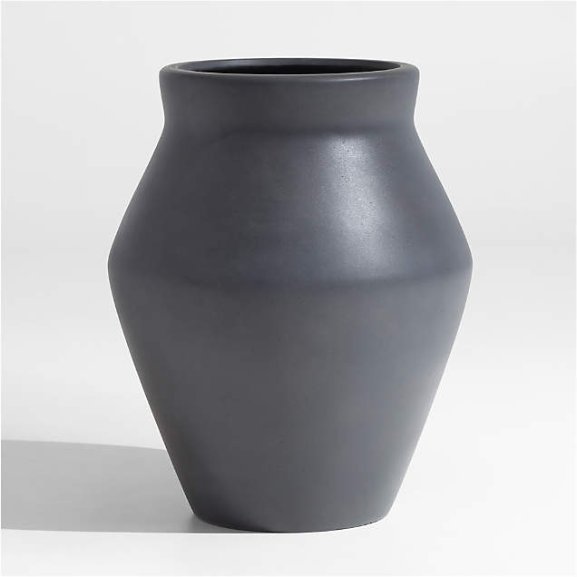 Modern Crock Tall Fiberstone Black Planter + Reviews | Crate & Barrel