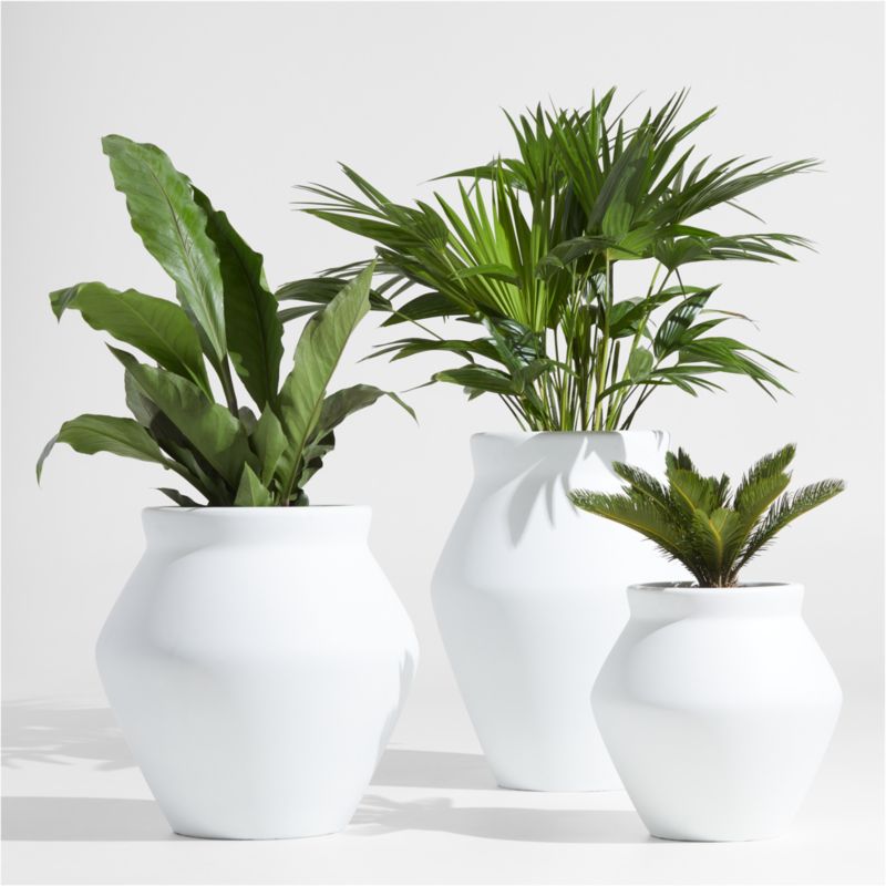 Wabi White Fiberstone Planter by Leanne Ford