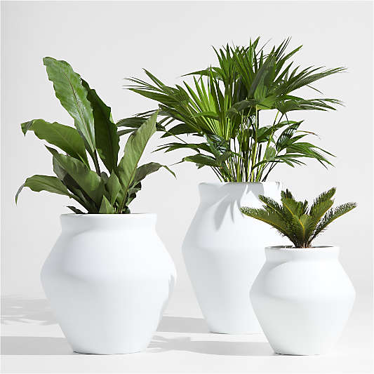 Wabi White Fiberstone Planters by Leanne Ford