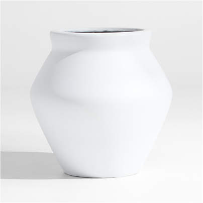 Wabi Medium White Fiberstone Planter by Leanne Ford