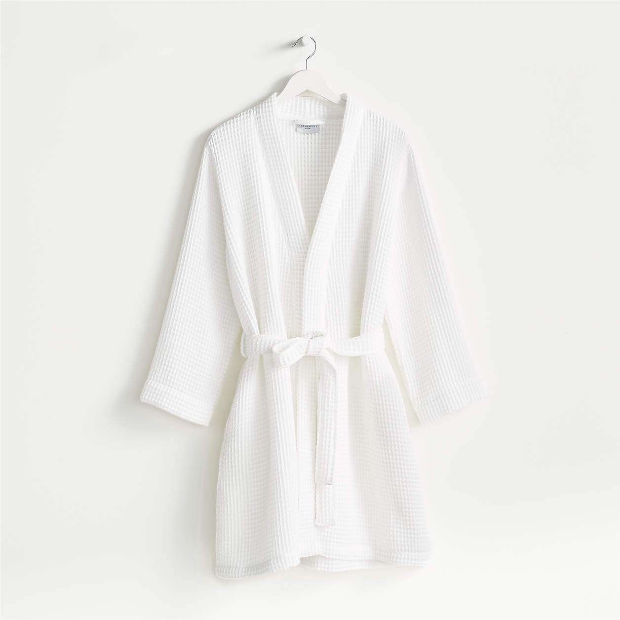 Parachute White Medium Waffle Bathrobe + Reviews Crate and Barrel