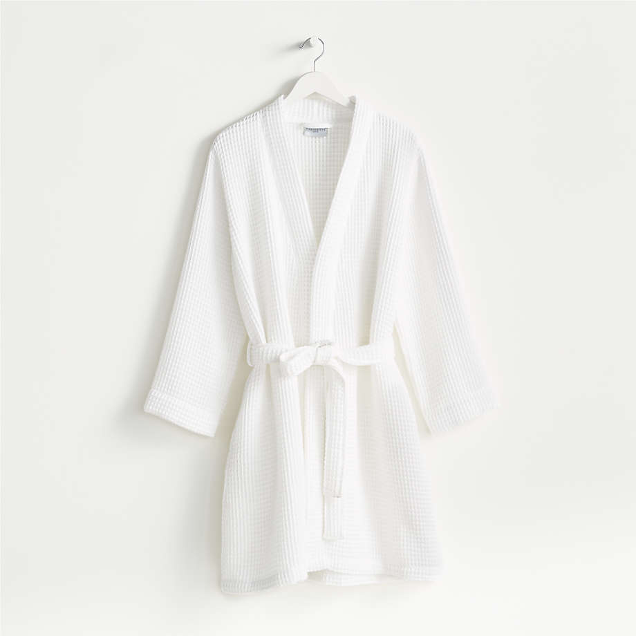 Parachute White Medium Waffle Bathrobe + Reviews Crate and Barrel
