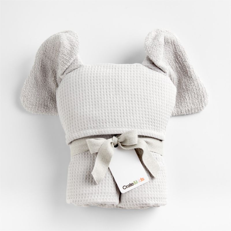 Elephant Organic Waffle Hooded Baby Towel