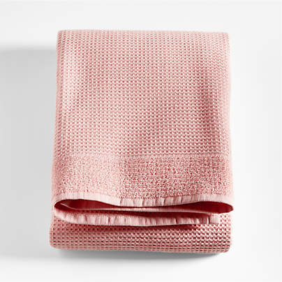 Pink Organic Waffle Bath Towel