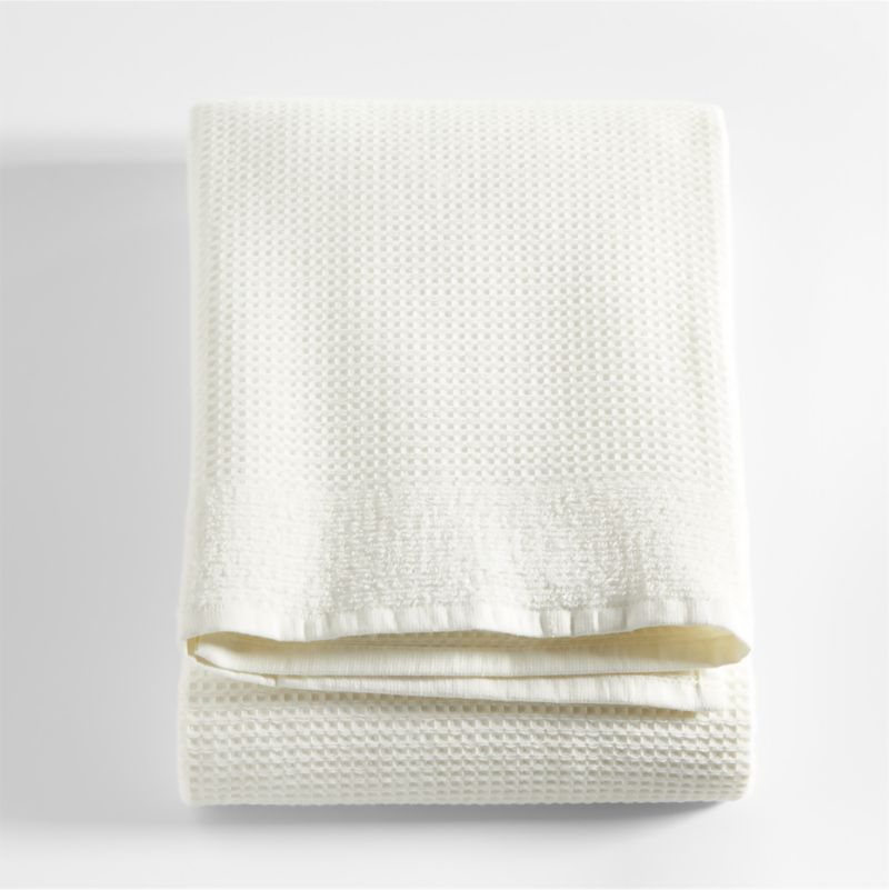 Ivory Organic Waffle Personalized Kids Bath Towel | Crate & Kids