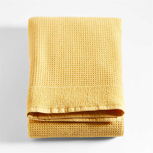 Yellow Organic Waffle Bath Towel