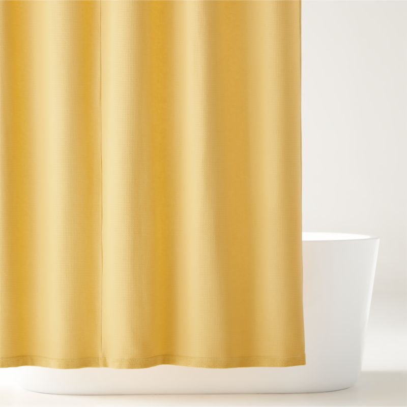 Yellow Organic Waffle Shower Curtain + Reviews Crate & Kids