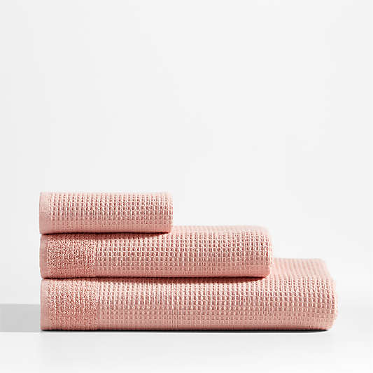 Pink Organic Waffle Bath Towel