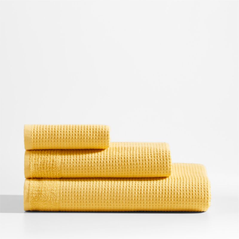 Yellow Organic Waffle Hand Towel