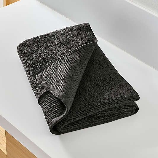 Waffle-Terry Black Organic Bath Towel