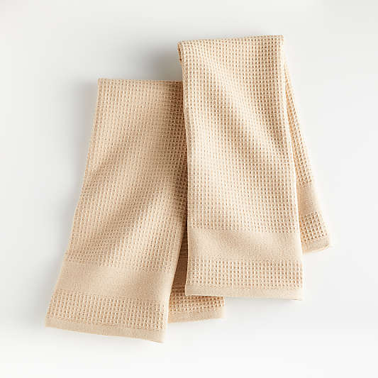 Almond Waffle/Terry Dish Towels, Set of 2