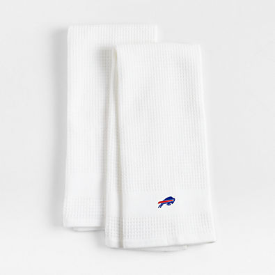 View NFL Buffalo Bills Waffle-Terry White Organic Cotton Kitchen Towels, Set of 2 details