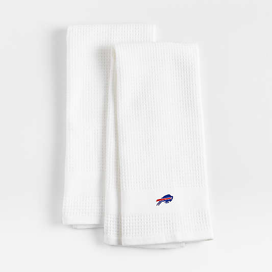 NFL Buffalo Bills Waffle-Terry White Organic Cotton Kitchen Towels, Set of 2