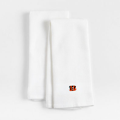 View NFL Cincinnati Bengals Waffle-Terry White Organic Cotton Kitchen Towels, Set of 2 details