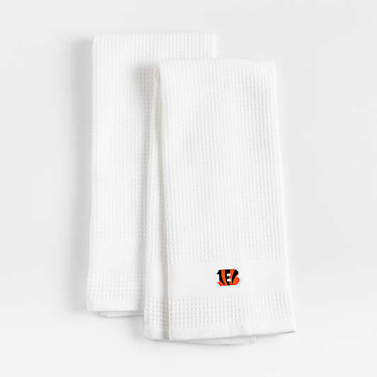 NFL Cincinnati Bengals Waffle-Terry White Organic Cotton Kitchen Towels, Set of 2