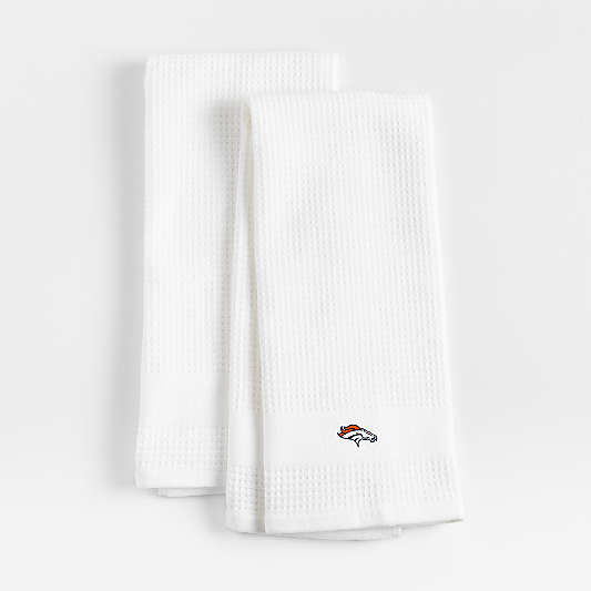 NFL Denver Broncos Waffle-Terry White Organic Cotton Kitchen Towels, Set of 2