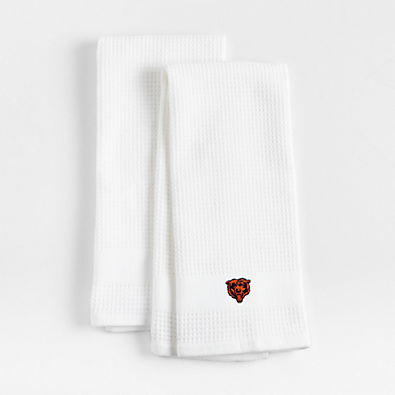 View NFL Chicago Bears Waffle-Terry White Organic Cotton Kitchen Towels, Set of 2 details