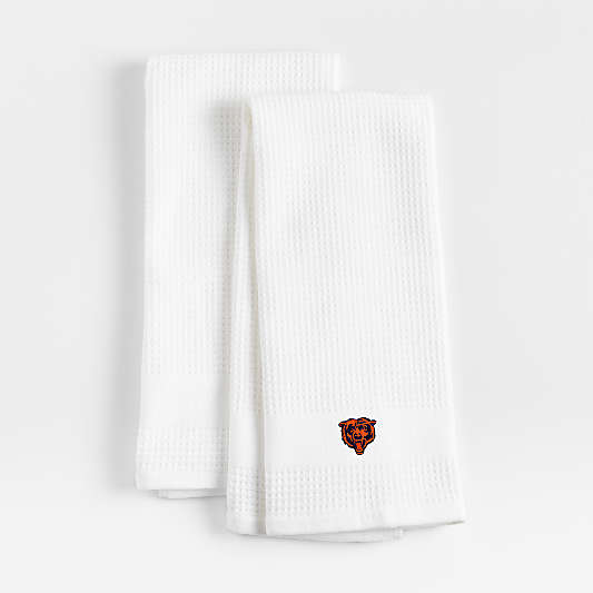 NFL Chicago Bears Waffle-Terry White Organic Cotton Kitchen Towels, Set of 2