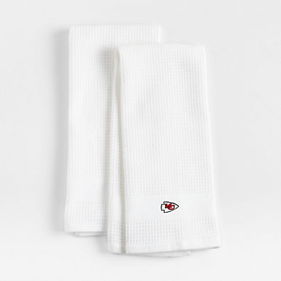 View NFL Kansas City Chiefs Waffle-Terry White Organic Cotton Kitchen Towels, Set of 2 details