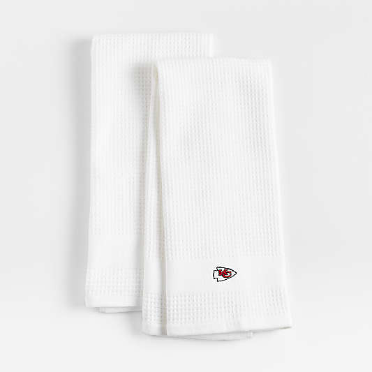 NFL Kansas City Chiefs Waffle-Terry White Organic Cotton Kitchen Towels, Set of 2
