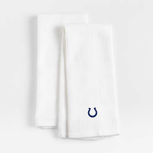 NFL Indianapolis Colts Waffle-Terry White Organic Cotton Kitchen Towels, Set of 2