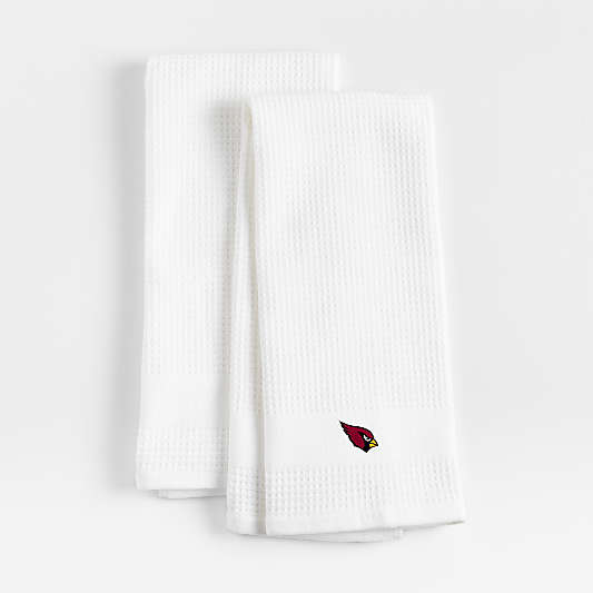 NFL Arizona Cardinals Waffle-Terry White Organic Cotton Kitchen Towels, Set of 2