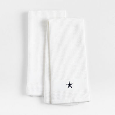View NFL Dallas Cowboys Waffle-Terry White Organic Cotton Kitchen Towels, Set of 2 details