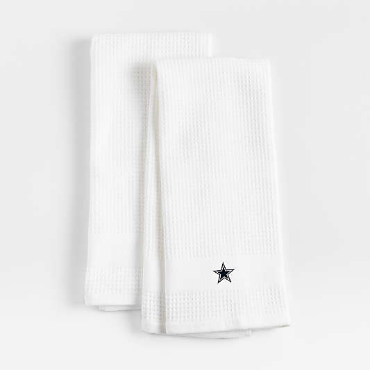 NFL Dallas Cowboys Waffle-Terry White Organic Cotton Kitchen Towels, Set of 2