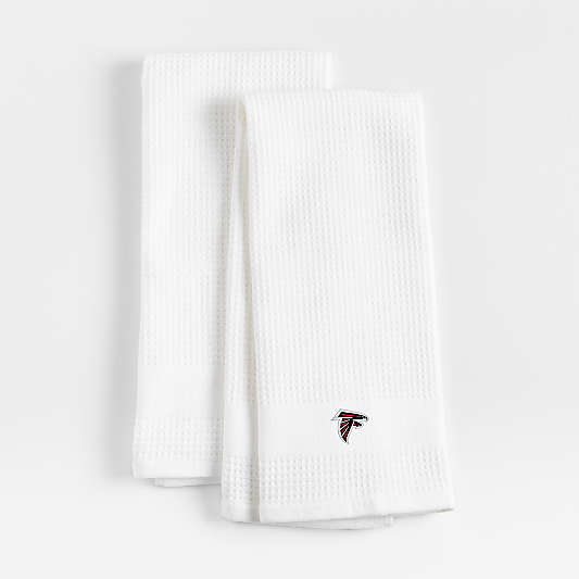 NFL Atlanta Falcons Waffle-Terry White Organic Cotton Kitchen Towels, Set of 2