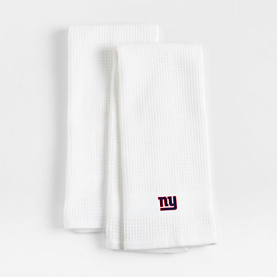 View NFL New York Giants Waffle-Terry White Organic Cotton Kitchen Towels, Set of 2 details