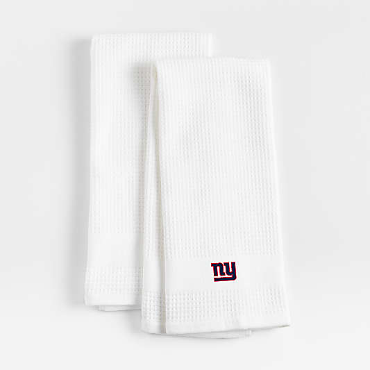 NFL New York Giants Waffle-Terry White Organic Cotton Kitchen Towels, Set of 2