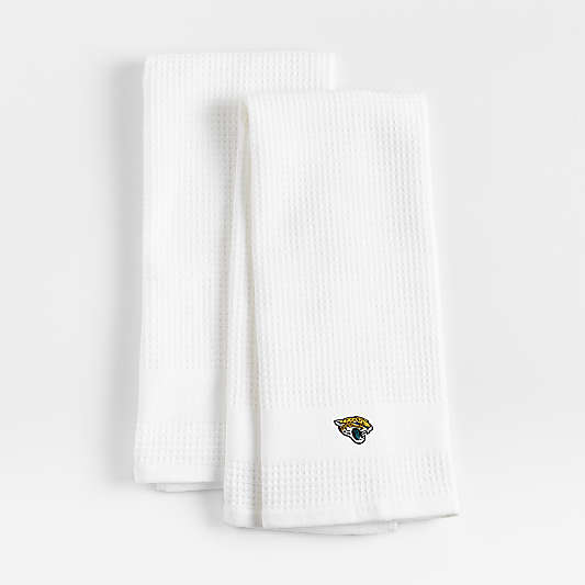 NFL Jacksonville Jaguars Waffle-Terry White Organic Cotton Kitchen Towels, Set of 2