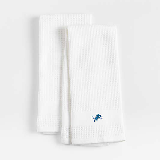 NFL Detroit Lions Waffle-Terry White Organic Cotton Kitchen Towels, Set of 2
