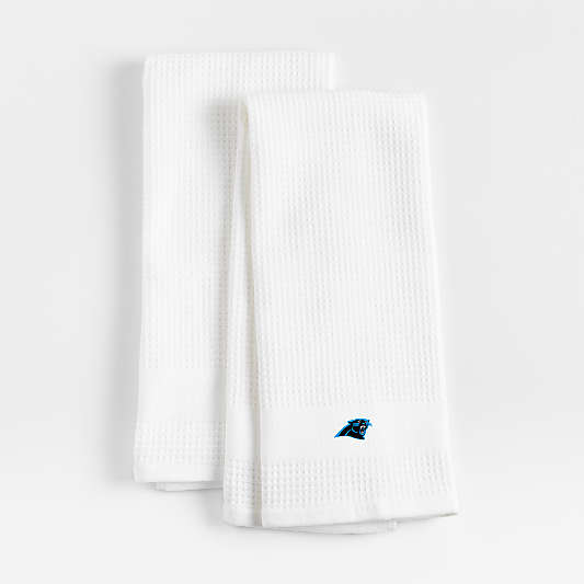 NFL Carolina Panthers Waffle-Terry White Organic Cotton Kitchen Towels, Set of 2