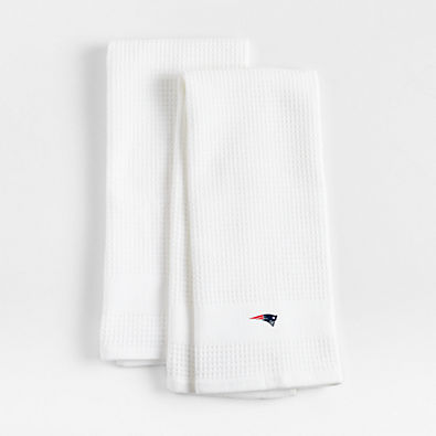 View NFL New England Patriots Waffle-Terry White Organic Cotton Kitchen Towels, Set of 2 details
