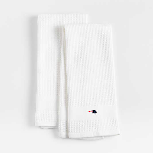 NFL New England Patriots Waffle-Terry White Organic Cotton Kitchen Towels, Set of 2