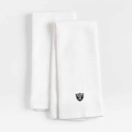 NFL Las Vegas Raiders Waffle-Terry White Organic Cotton Kitchen Towels, Set of 2