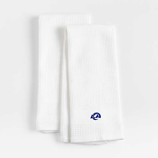NFL Waffle-Terry White Organic Cotton Kitchen Towels, Set of 2