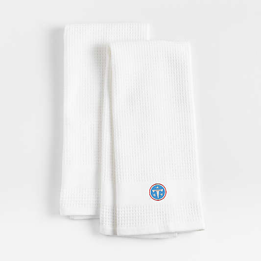 NFL Tennessee Titans Waffle-Terry White Organic Cotton Kitchen Towels, Set of 2