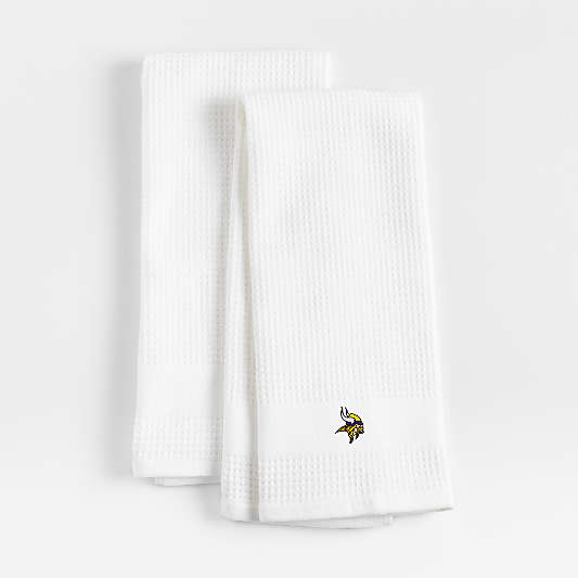NFL Minnesota Vikings Waffle-Terry White Organic Cotton Kitchen Towels, Set of 2
