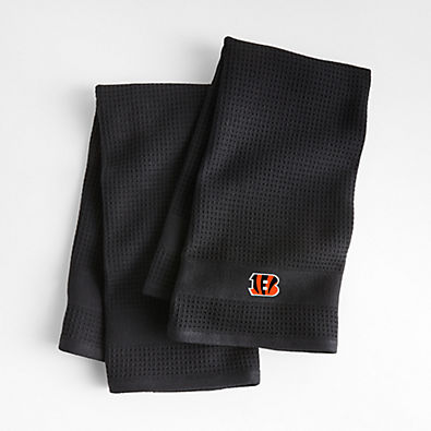 View NFL Cincinnati Bengals Waffle-Terry Black Organic Cotton Kitchen Towels, Set of 2 details