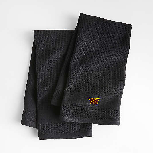 NFL Washington Commanders Waffle-Terry Black Organic Cotton Kitchen Towels, Set of 2