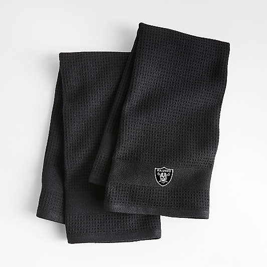 NFL Las Vegas Raiders Waffle-Terry Black Organic Cotton Kitchen Towels, Set of 2