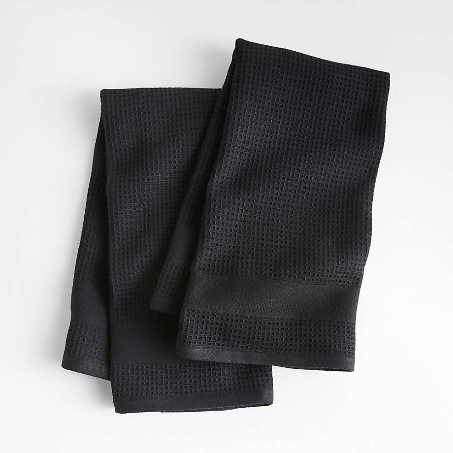 WaffleTerry Black Organic Cotton Dish Towels, Set of 2 + Reviews