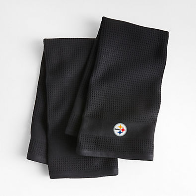 View NFL Pittsburgh Steelers Waffle-Terry Black Organic Cotton Kitchen Towels, Set of 2 details